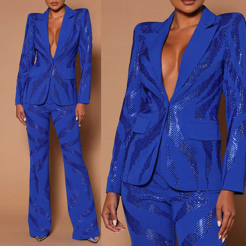 Women Formal Wear For Plus Size - Maßgeschneiderte Pailletten-Damen-Hosenanzüge mit Pailletten, 2-teilig, Übergröße,