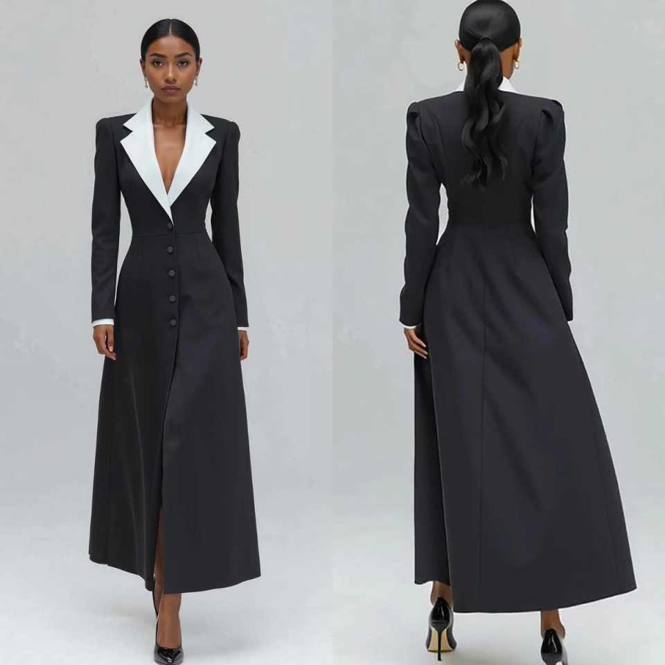 Women Formal Wear With Tie - A-Linien Damen Langer Blazer, Einteiliger Formeller