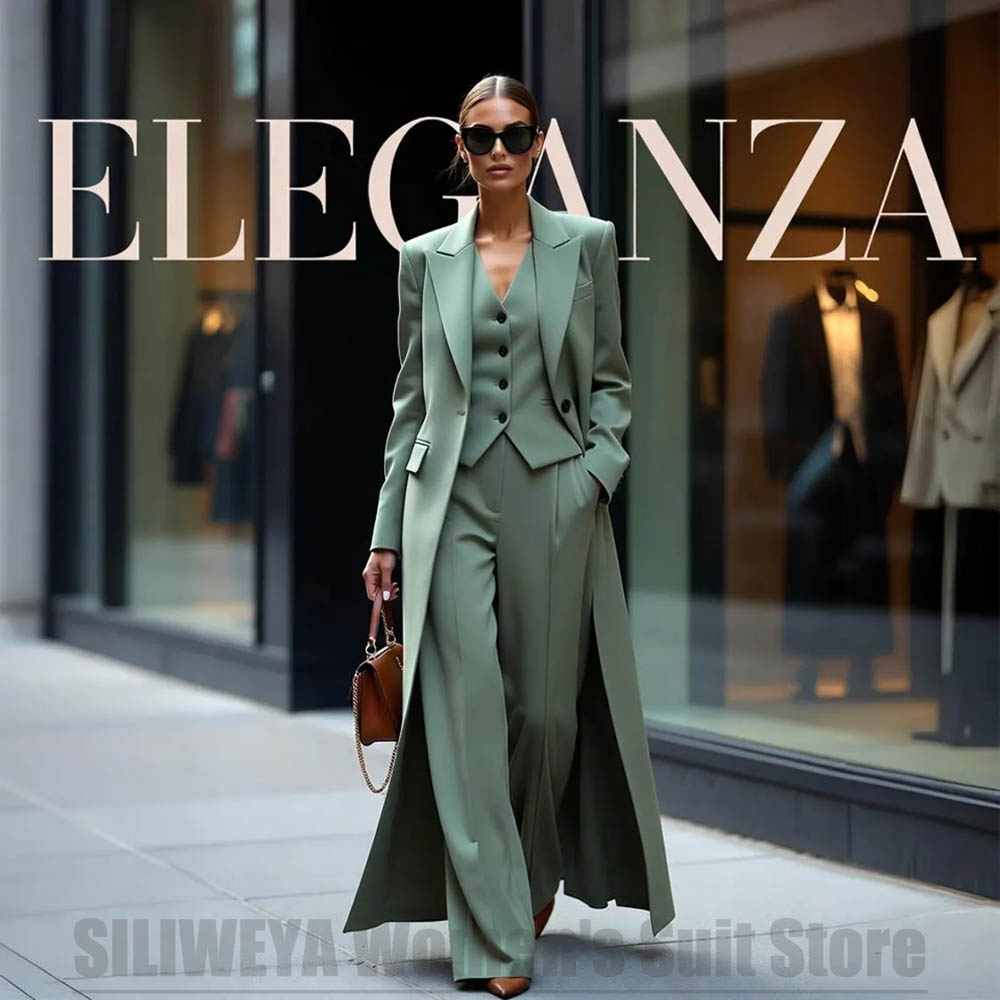 Women Formal Wear Outfits - Schickes Damen-Anzug-Set Dreiteilig mit Spitzrevers Einknopf-Verschluss