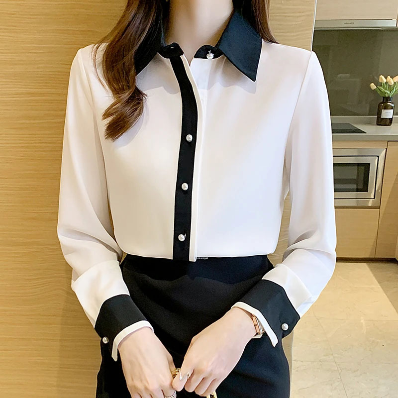 Women'S Formal Wear Suit - Weißes Chiffon-Hemd für Damen, koreanischer Chic,