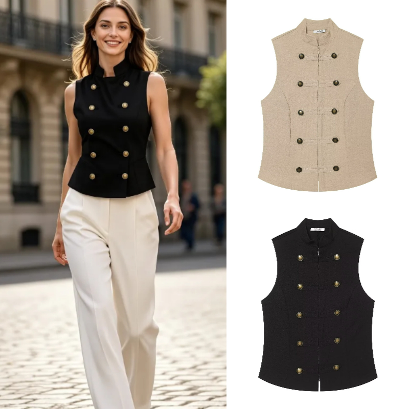 Women Formal Blouses For Evening Wear - Damen Slim Fit Ärmelloses Hemd mit
