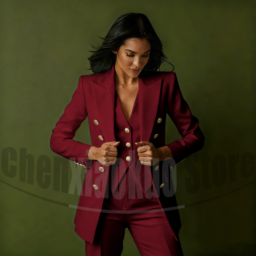 Zweireihiges dreiteiliges Anzu – Women Formal Wear Outfits Bewertung und Preis