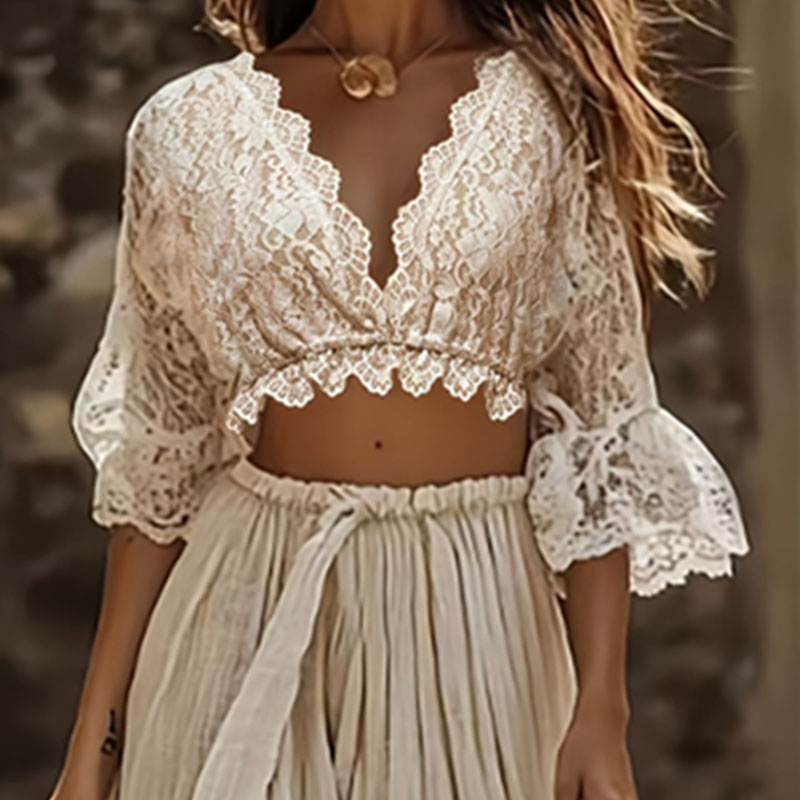 Damen Boho-Spitzen-Zweiteiler: – Women'S Formal Wear Suit Bewertung und Preis
