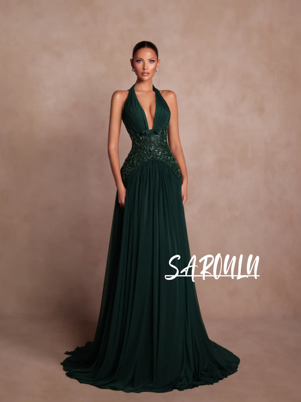 Grünes A-Linien-Abendkleid in  – Women Formal Wear For Plus Size Bewertung und Preis