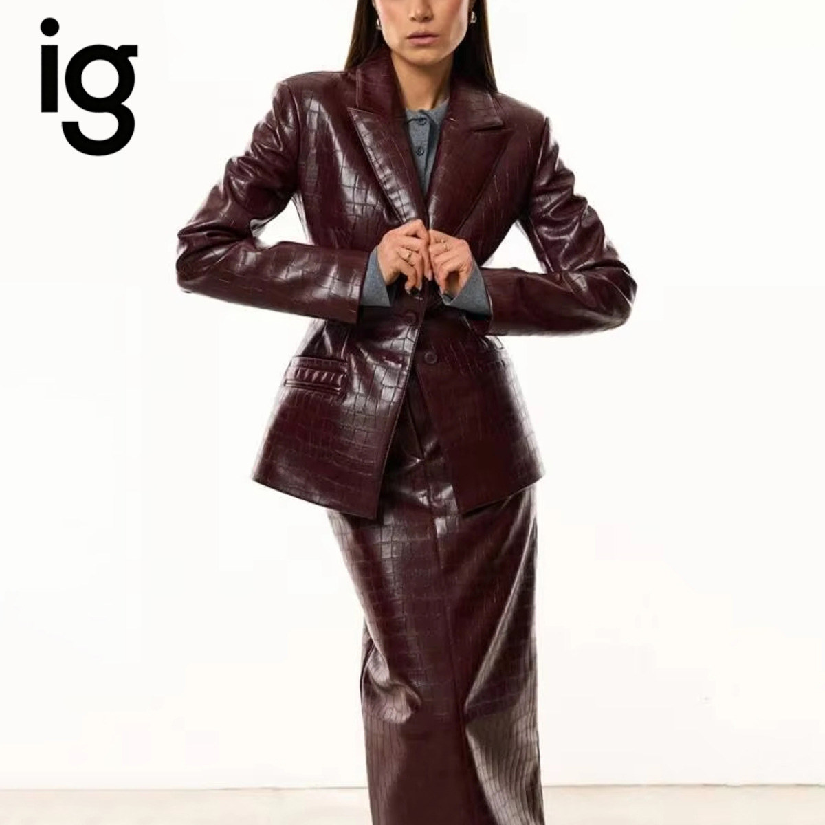 IG Damen Burgunderrotes Kroko- – Women'S Formal Wear Suit Bewertung und Preis