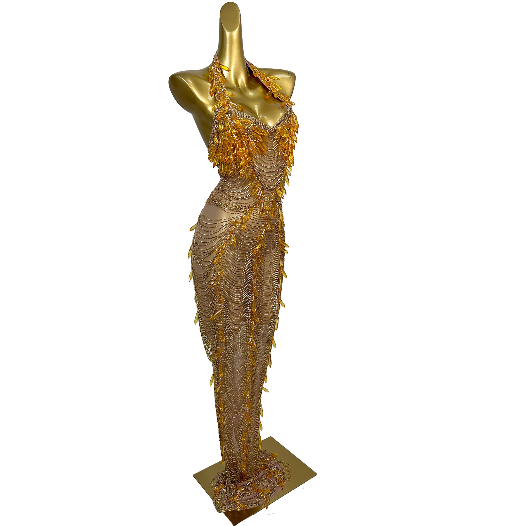 Goldenes Rückenfreies Diamant- – Women Formal Wear For Plus Size Bewertung und Preis