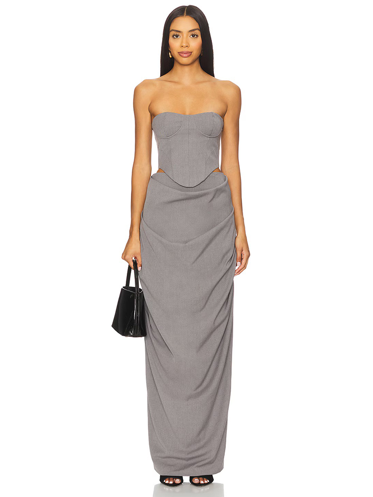 Graues schulterfreies Korsett- – Women Formal Wear Dress Bewertung und Preis