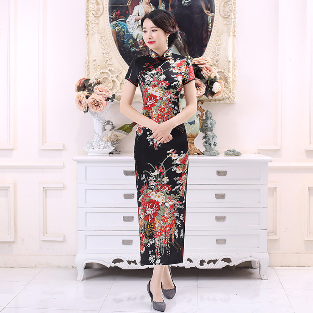 Klassisches Satin-Cheongsam-Kl – Women Formal Wear For Plus Size Bewertung und Preis